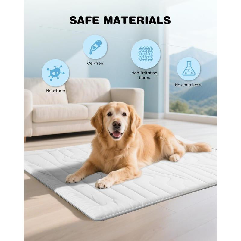 Cooling Mat for Large Dogs Q-MAX>0.4, 48" X 28" Thin Non-Gel Pet Cooling Pad, Washable Self-Chill Mat, Non-Slip & Foldable for Big up to 80 Lbs