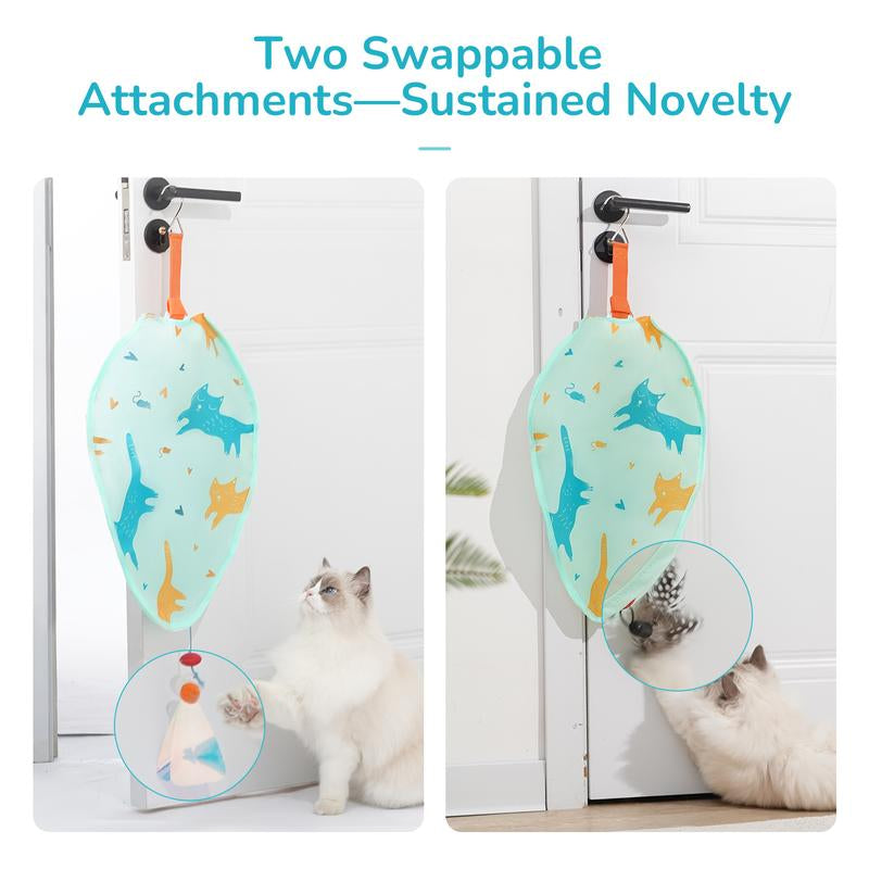 Zenjo Interactive Cat Toys for Indoor Cats & Automatic Play, Enrichment Toys for Kitten with Feather, Kitten Toy - 4H, Random Trajectories, Door Hanger