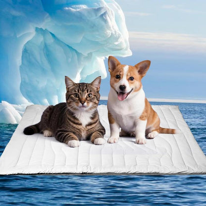 Cooling Mat for Large Dogs Q-MAX>0.4, 48" X 28" Thin Non-Gel Pet Cooling Pad, Washable Self-Chill Mat, Non-Slip & Foldable for Big up to 80 Lbs
